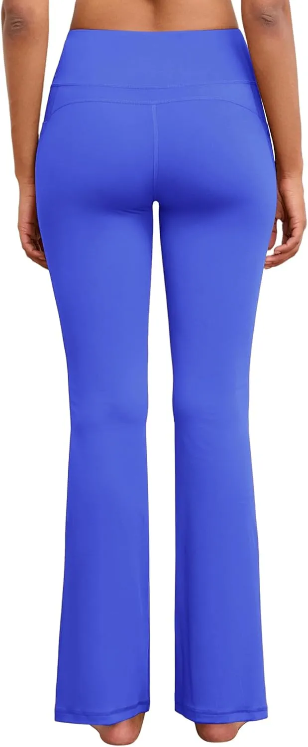 Flare Yoga Pants with Pockets for Women Wide Leg Tummy Control Flared Workout Leggings High Waist