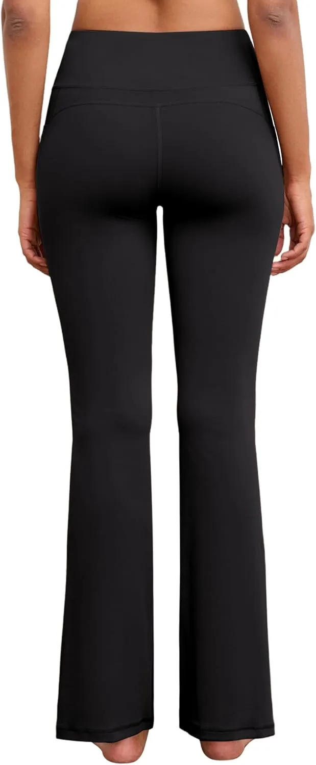 Flare Yoga Pants with Pockets for Women Wide Leg Tummy Control Flared Workout Leggings High Waist