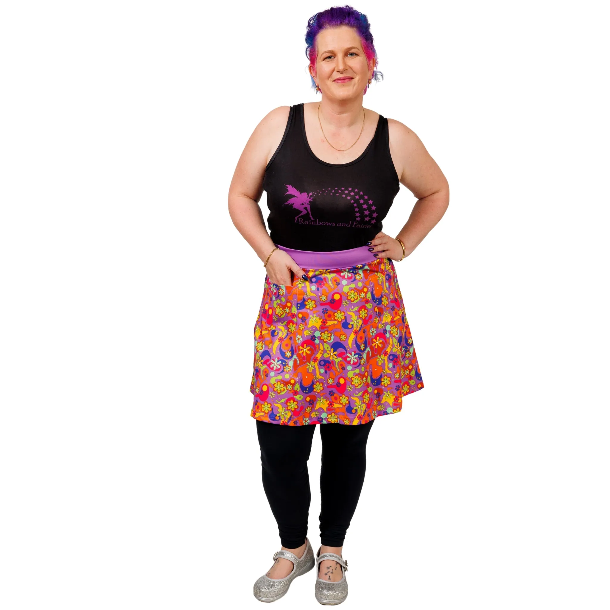 Flower Power Short Skirt With Pockets