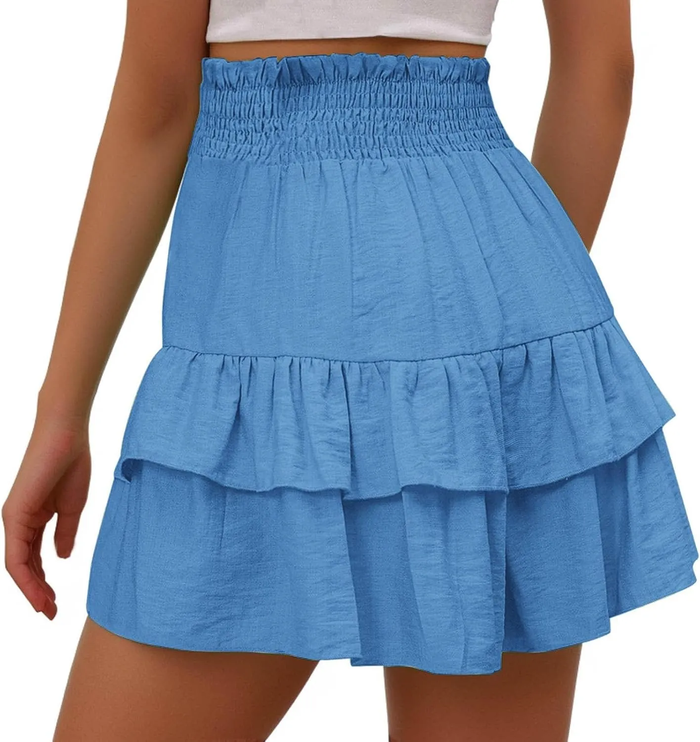 Flowy Shorts for Women Casual Boho Floral Skorts Ruffle Mini Skirts Running Tennis Butterfly Short Summer Beach Short