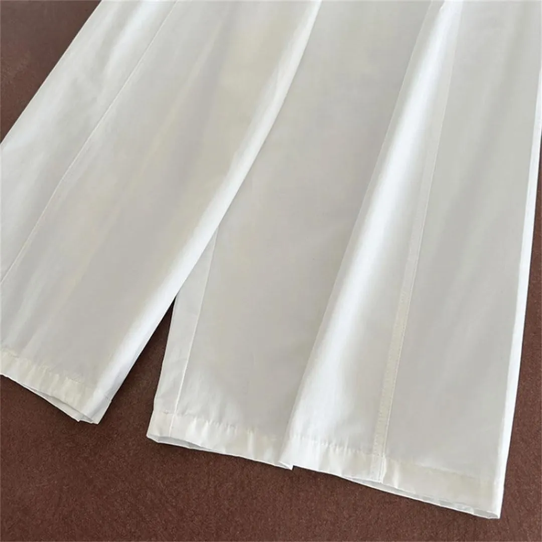Fnfmrfmr Women Solid Loose Fit Trousers High Elastic Waist Pockets Casual Wide Leg Pants