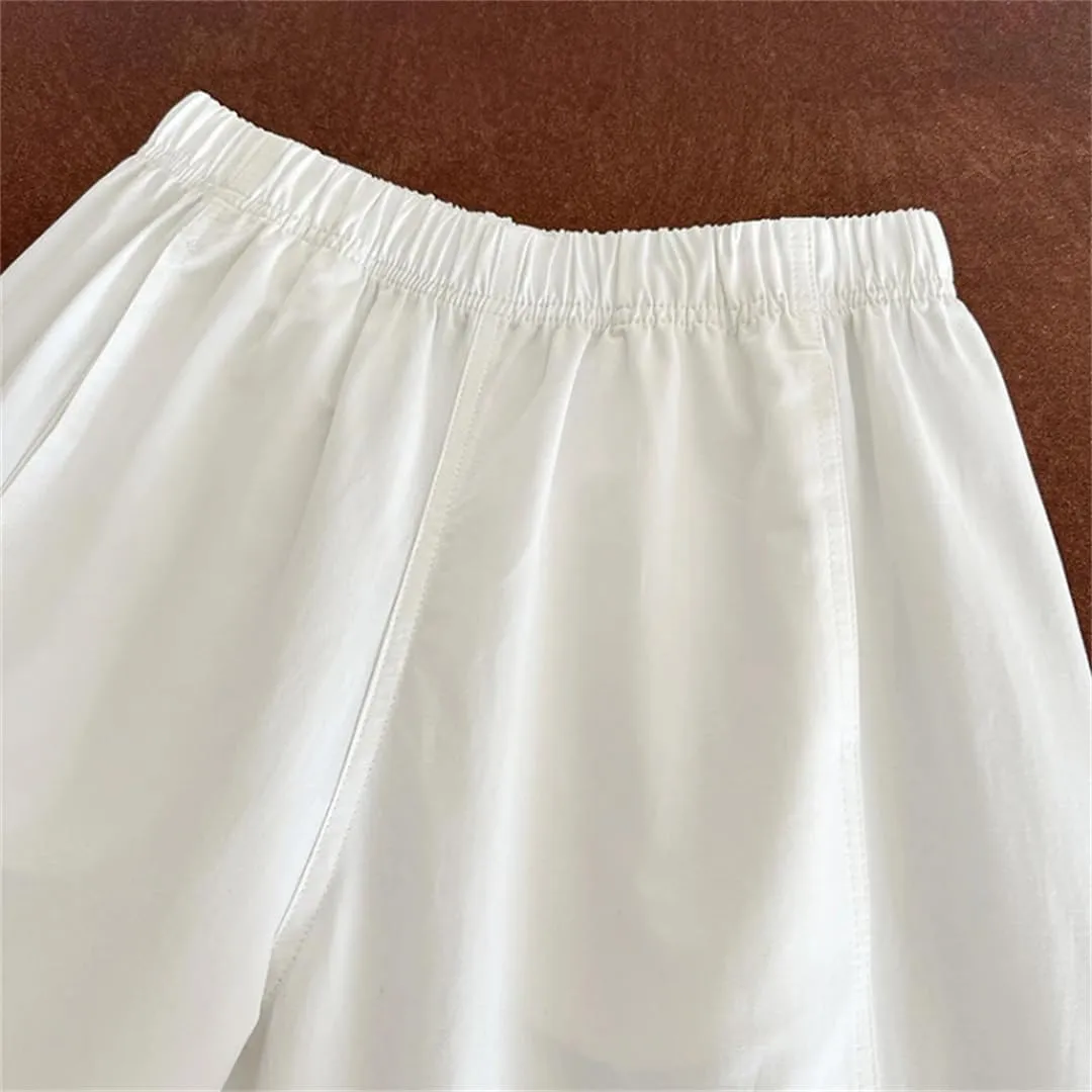 Fnfmrfmr Women Solid Loose Fit Trousers High Elastic Waist Pockets Casual Wide Leg Pants