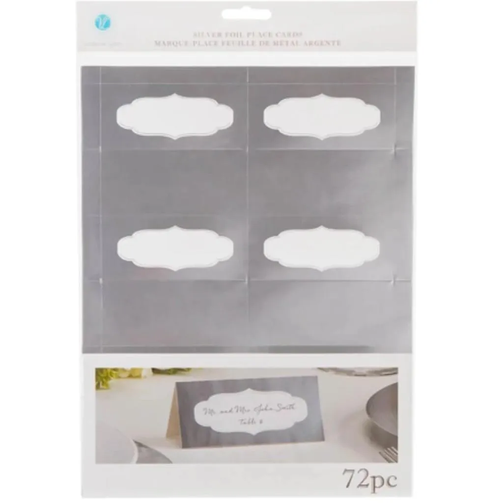 Foil Place Cards Silver 72 pieces
