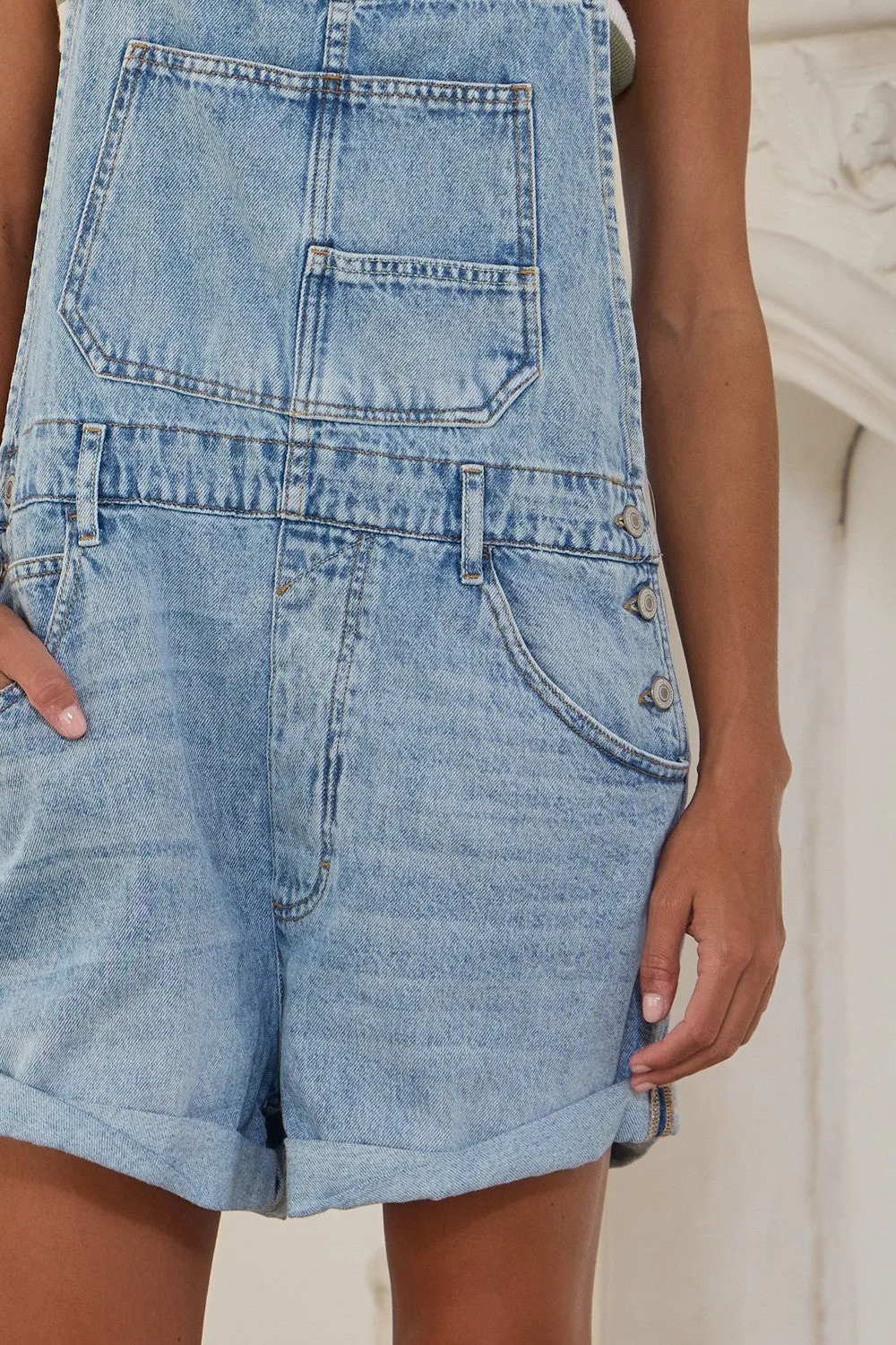 Front bib pocket Denim Overalls Shortalls