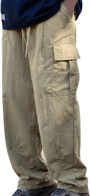 FZVYD 2023 Mens Wild Cargo Pants Mens Joggers Cargo Pants Fashion Casual Sweatpants Work Pants Drawstring Loose Trousers