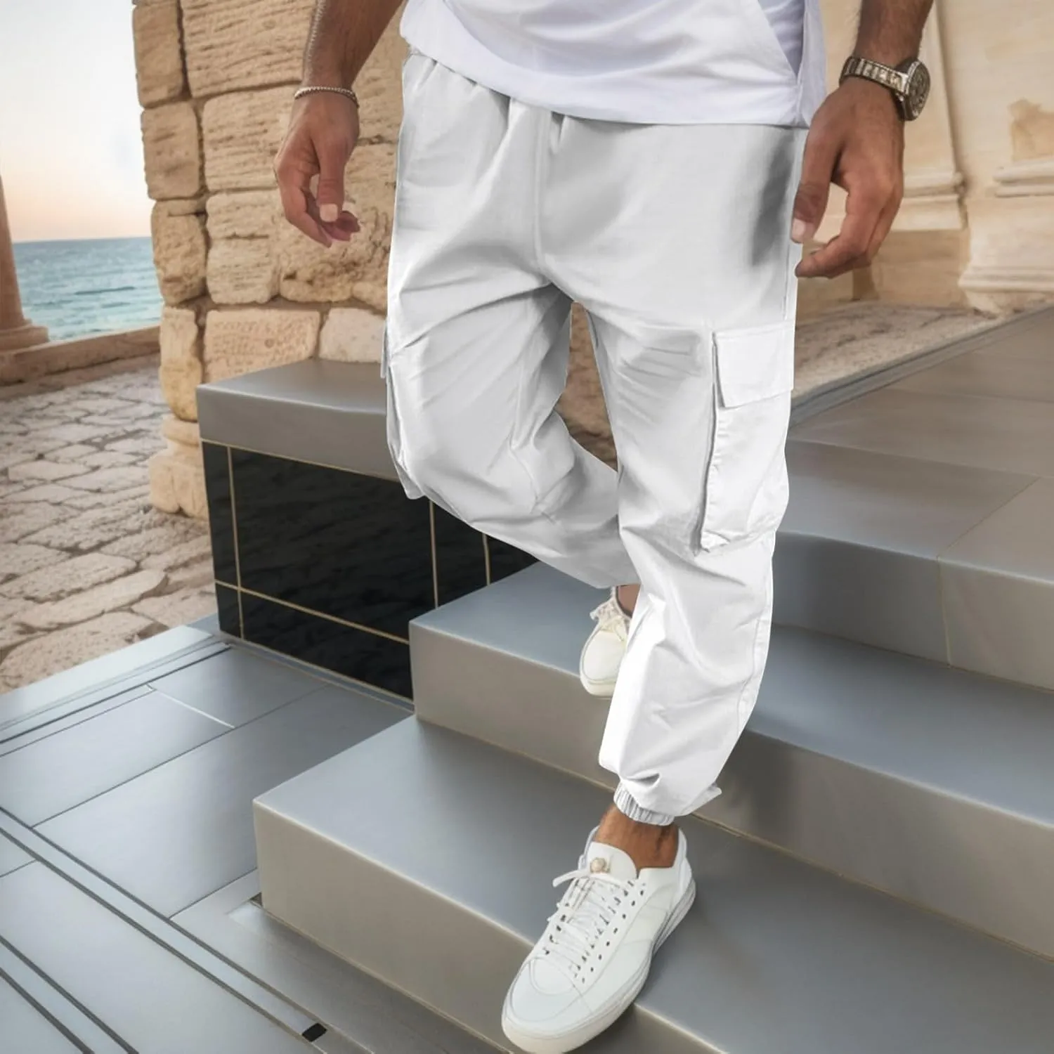 FZVYD Cargo Pants for Men Joggers Cargo Pants Fashion Casual Sweatpants Work Pants Drawstring Loose Trousers with Pockets