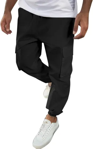 FZVYD Cargo Pants for Men Joggers Cargo Pants Fashion Casual Sweatpants Work Pants Drawstring Loose Trousers with Pockets