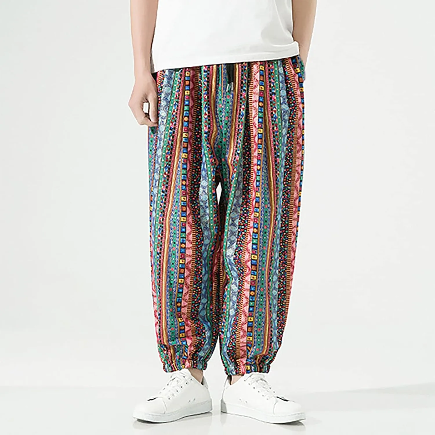 FZVYD Multi Pocket Cargo Pants for Men Joggers Cargo Pants Fashion Casual Sweatpants Work Pants Drawstring Loose Trousers