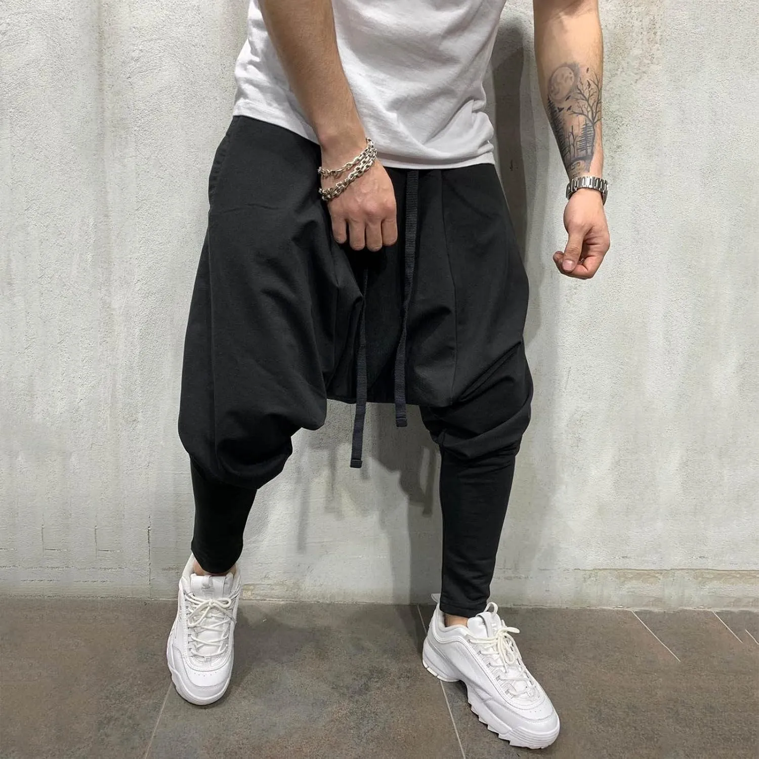 FZVYD White Cargo Pants Men Mens Joggers Cargo Pants Fashion Casual Sweatpants Work Pants Drawstring Loose Trousers Pockets