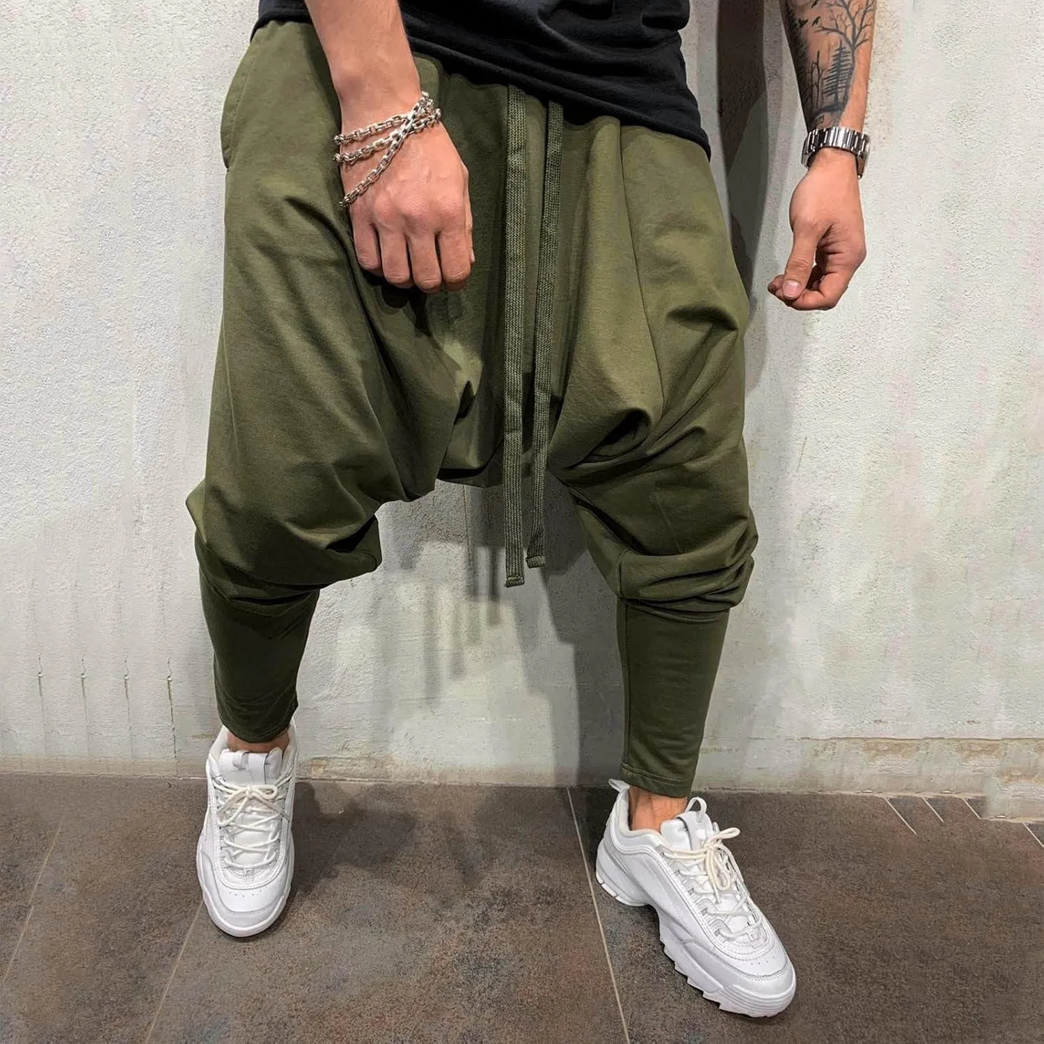 FZVYD White Cargo Pants Men Mens Joggers Cargo Pants Fashion Casual Sweatpants Work Pants Drawstring Loose Trousers Pockets