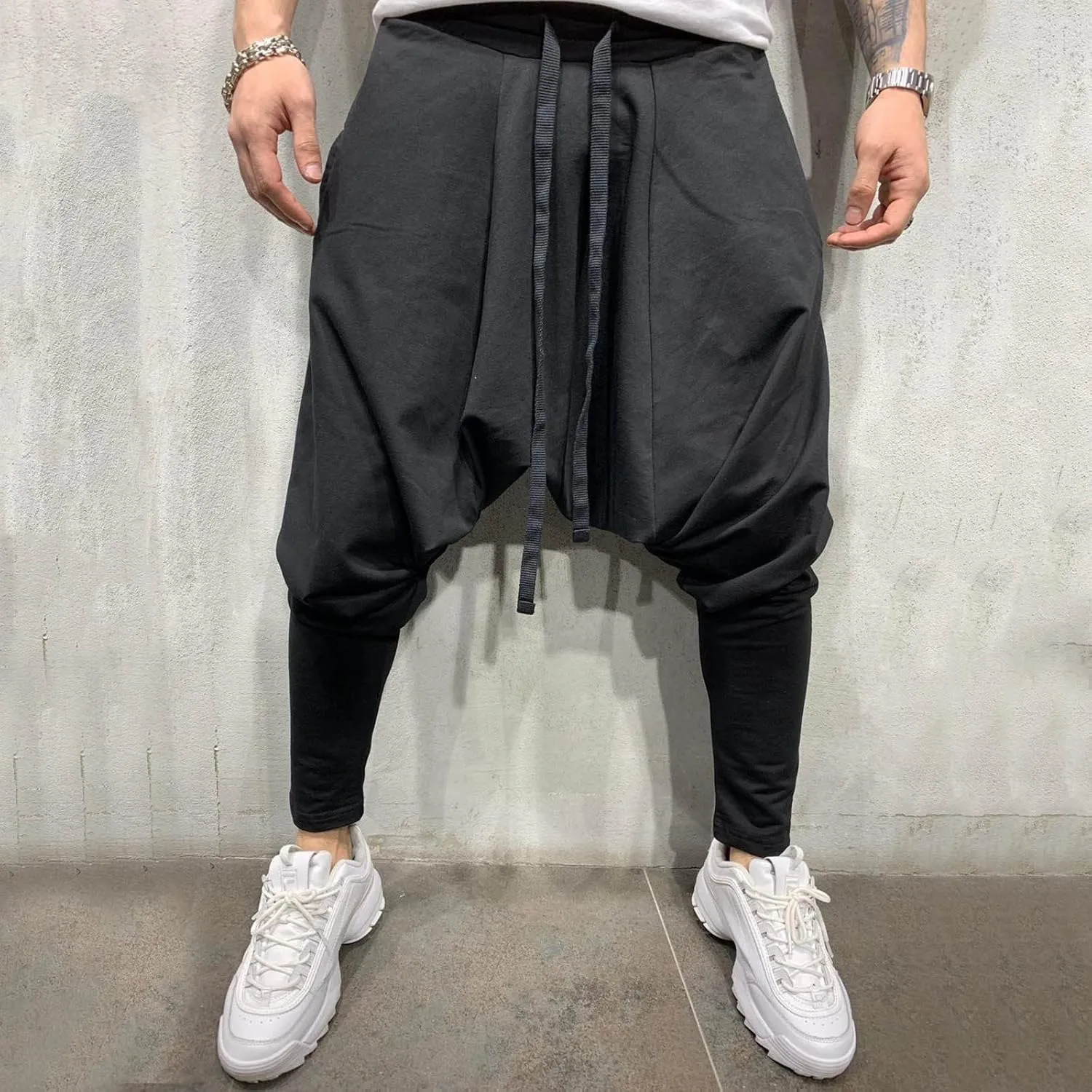 FZVYD White Cargo Pants Men Mens Joggers Cargo Pants Fashion Casual Sweatpants Work Pants Drawstring Loose Trousers Pockets