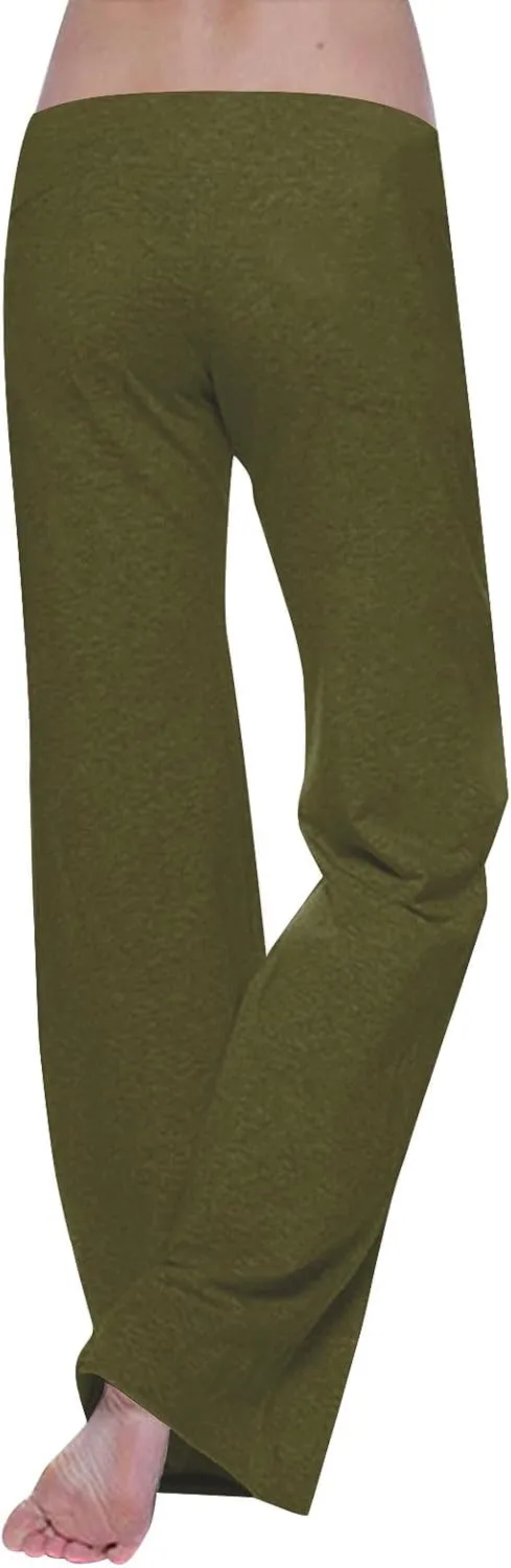 Gcvizuso High Waisted Cargo Pants for Women Drawstring Waist Wide Leg Trousers with Pockets Plus Size Solid Loose Leggings