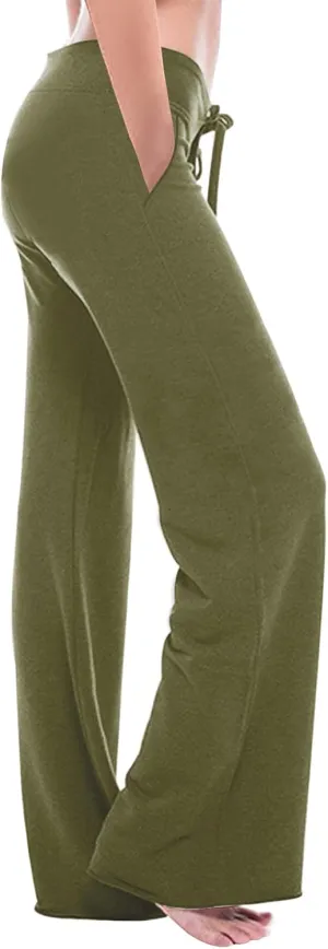 Gcvizuso High Waisted Cargo Pants for Women Drawstring Waist Wide Leg Trousers with Pockets Plus Size Solid Loose Leggings