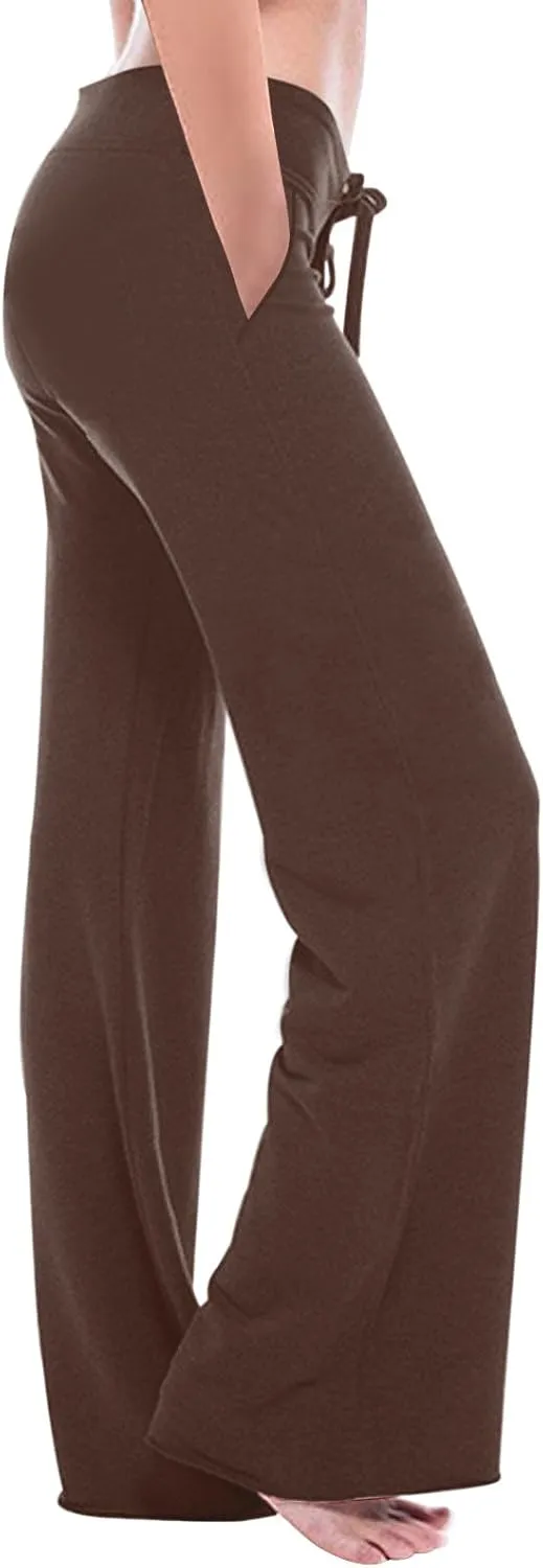 Gcvizuso High Waisted Cargo Pants for Women Drawstring Waist Wide Leg Trousers with Pockets Plus Size Solid Loose Leggings