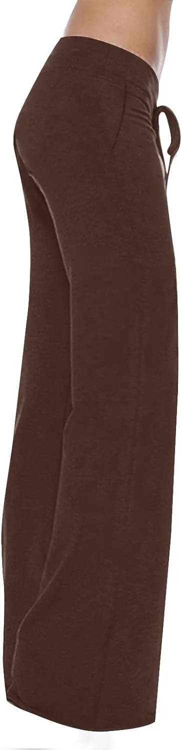 Gcvizuso High Waisted Cargo Pants for Women Drawstring Waist Wide Leg Trousers with Pockets Plus Size Solid Loose Leggings