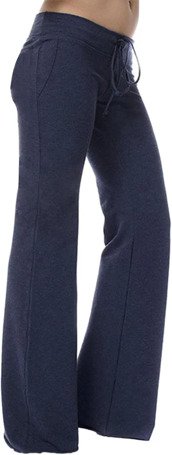 Gcvizuso High Waisted Cargo Pants for Women Drawstring Waist Wide Leg Trousers with Pockets Plus Size Solid Loose Leggings