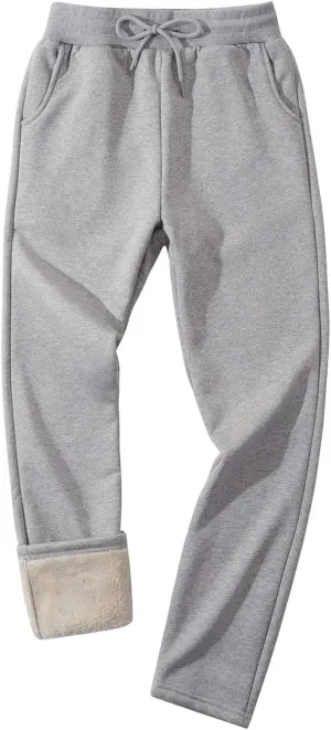 Gihuo Men's Winter Fleece Pants Sherpa Lined Sweatpants Active Running Jogger Pants