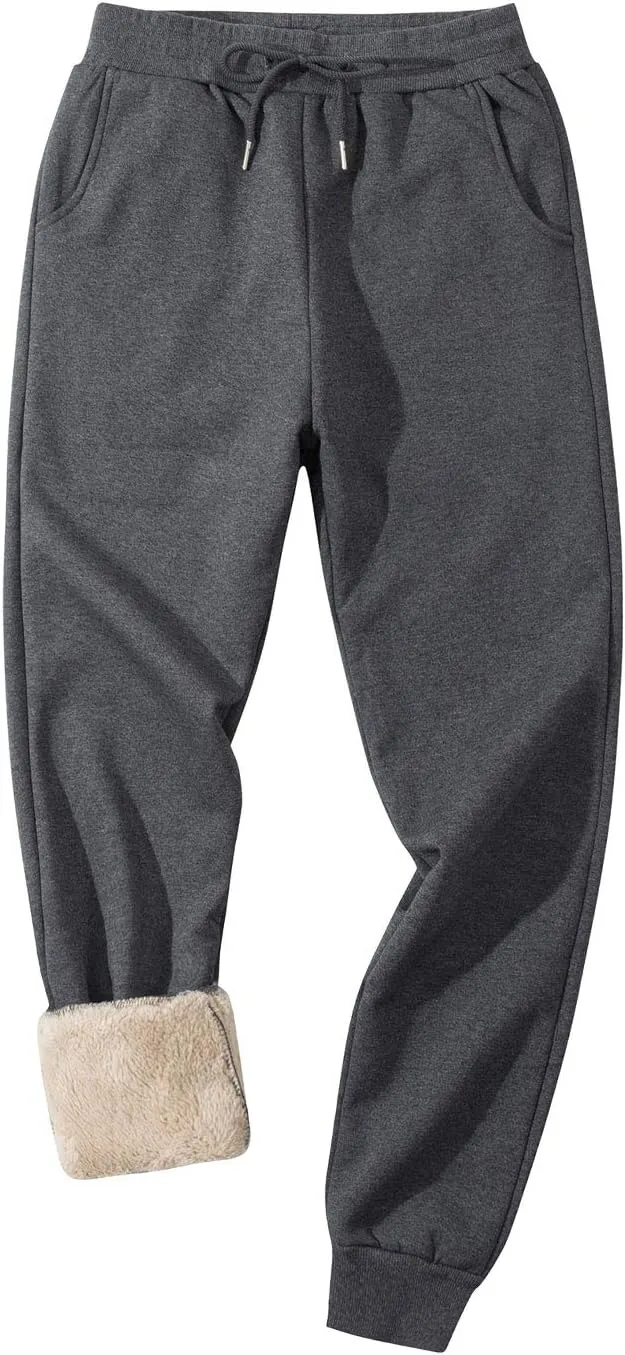 Gihuo Men's Winter Fleece Pants Sherpa Lined Sweatpants Active Running Jogger Pants