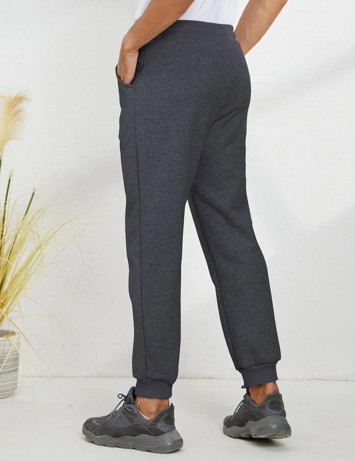 Gihuo Men's Winter Fleece Pants Sherpa Lined Sweatpants Active Running Jogger Pants