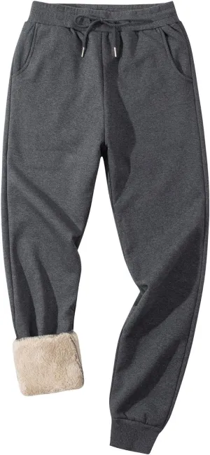 Gihuo Men's Winter Fleece Pants Sherpa Lined Sweatpants Active Running Jogger Pants