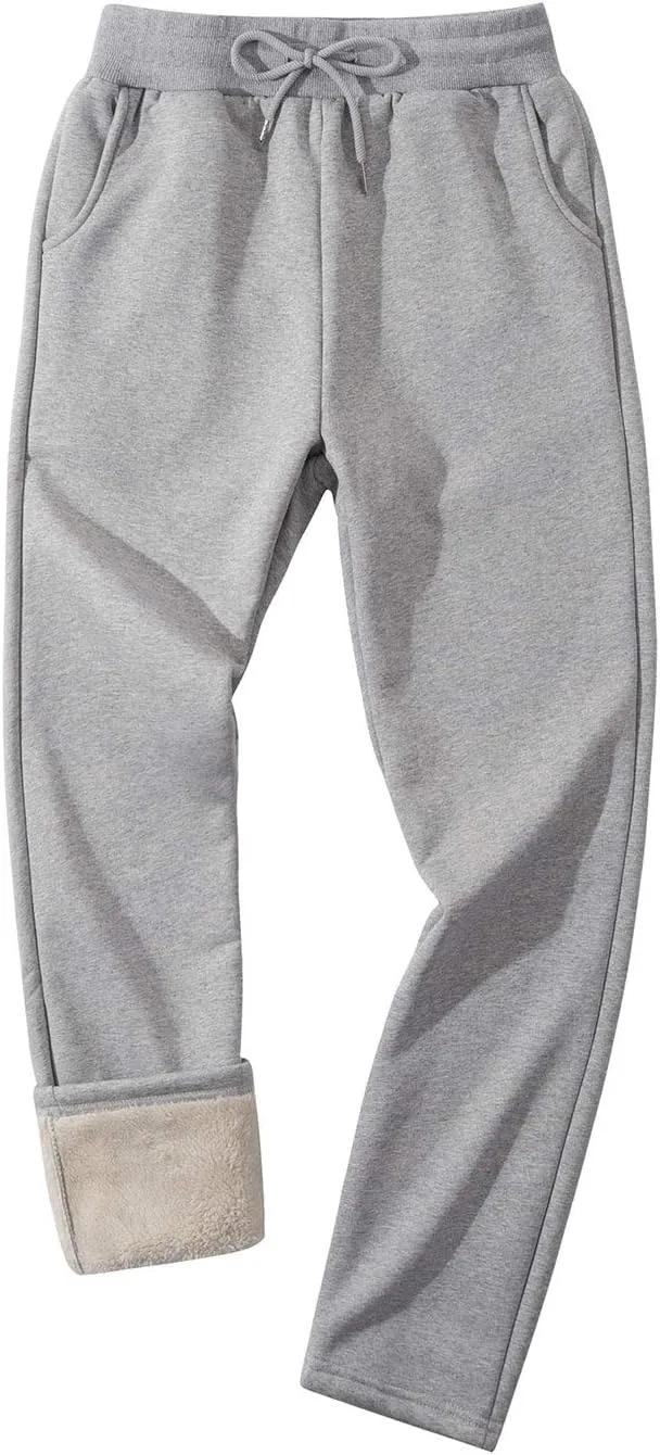 Gihuo Men's Winter Fleece Pants Sherpa Lined Sweatpants Active Running Jogger Pants