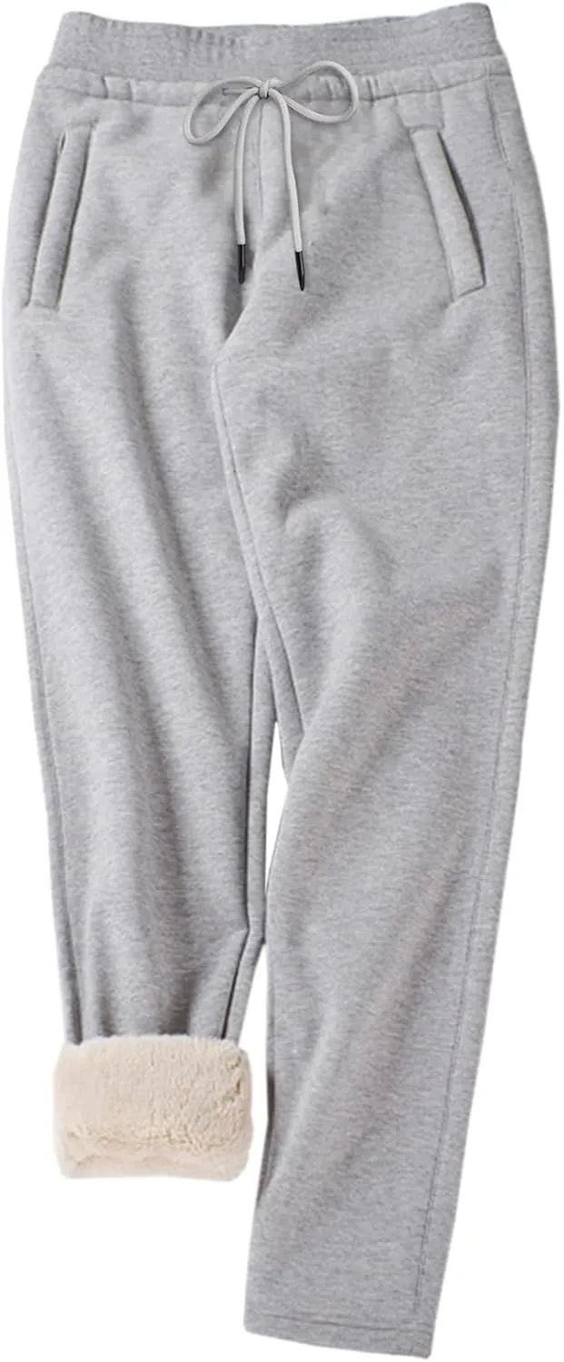 Gihuo Women's Winter Fleece Pants Sherpa Lined Sweatpants Active Running Jogger Pants