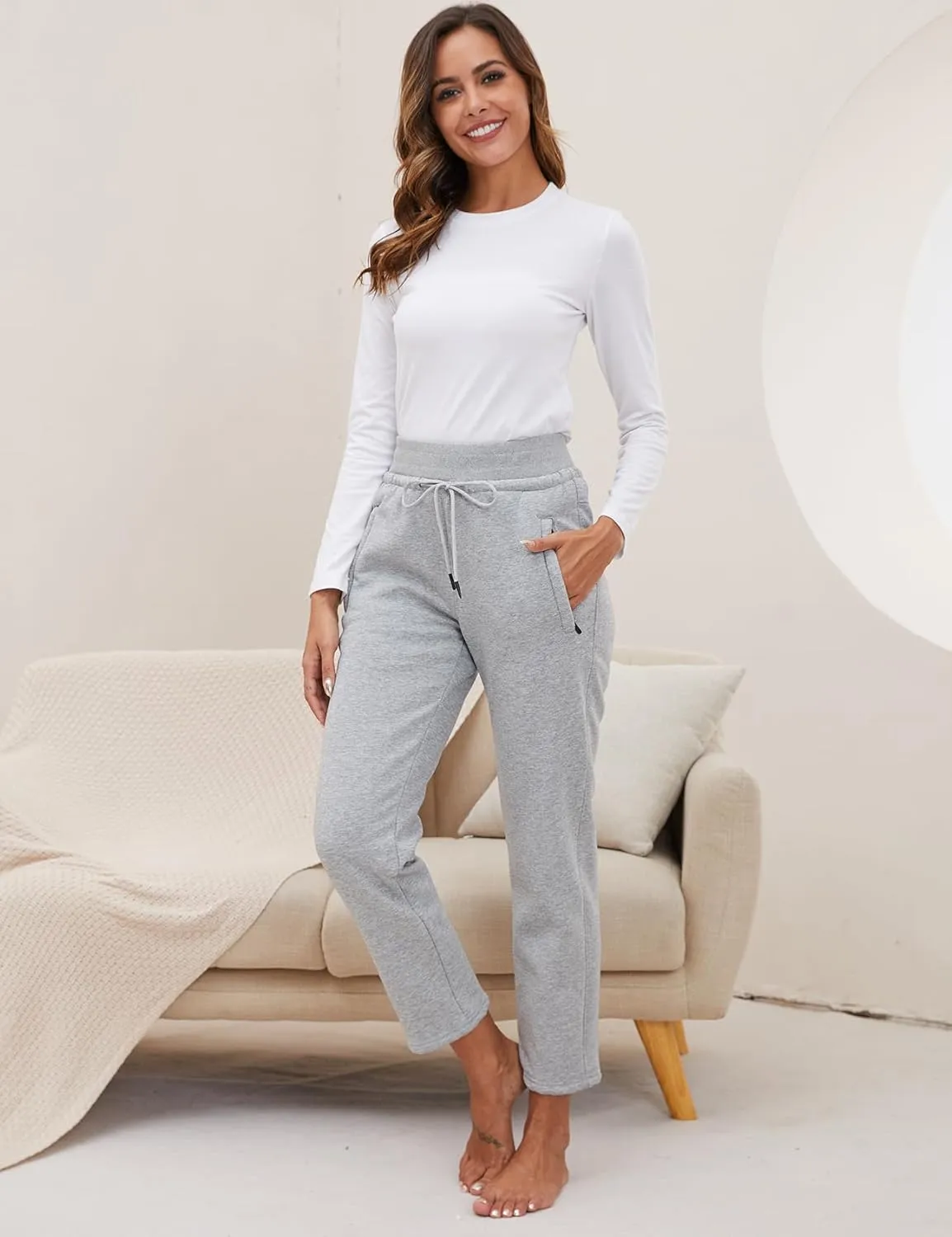 Gihuo Women's Winter Fleece Pants Sherpa Lined Sweatpants Active Running Jogger Pants
