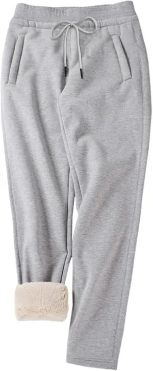 Gihuo Women's Winter Fleece Pants Sherpa Lined Sweatpants Active Running Jogger Pants
