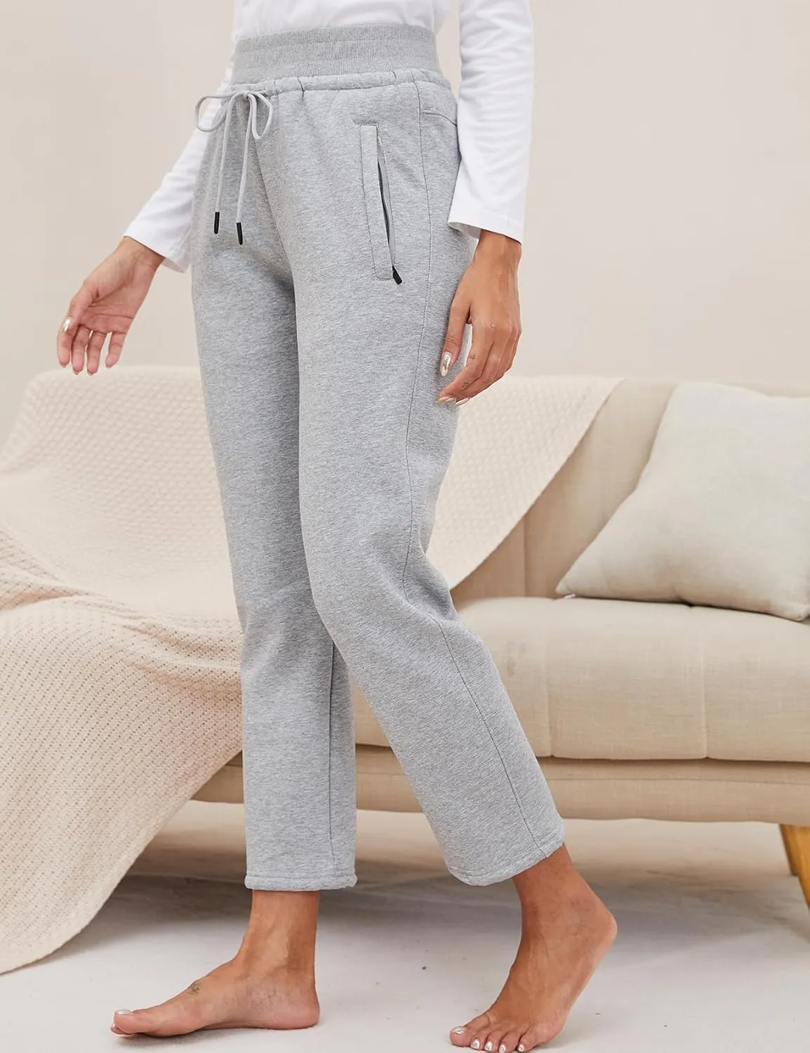 Gihuo Women's Winter Fleece Pants Sherpa Lined Sweatpants Active Running Jogger Pants