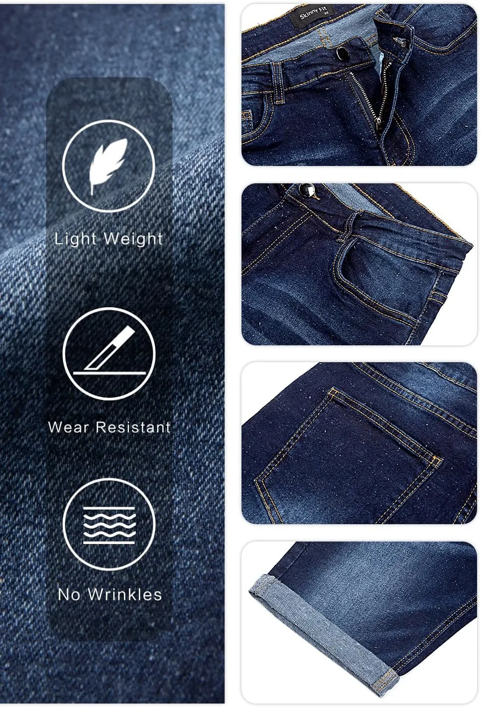 GINGTTO Men's Denim Shorts Slim Fit Stretch Short Jeans