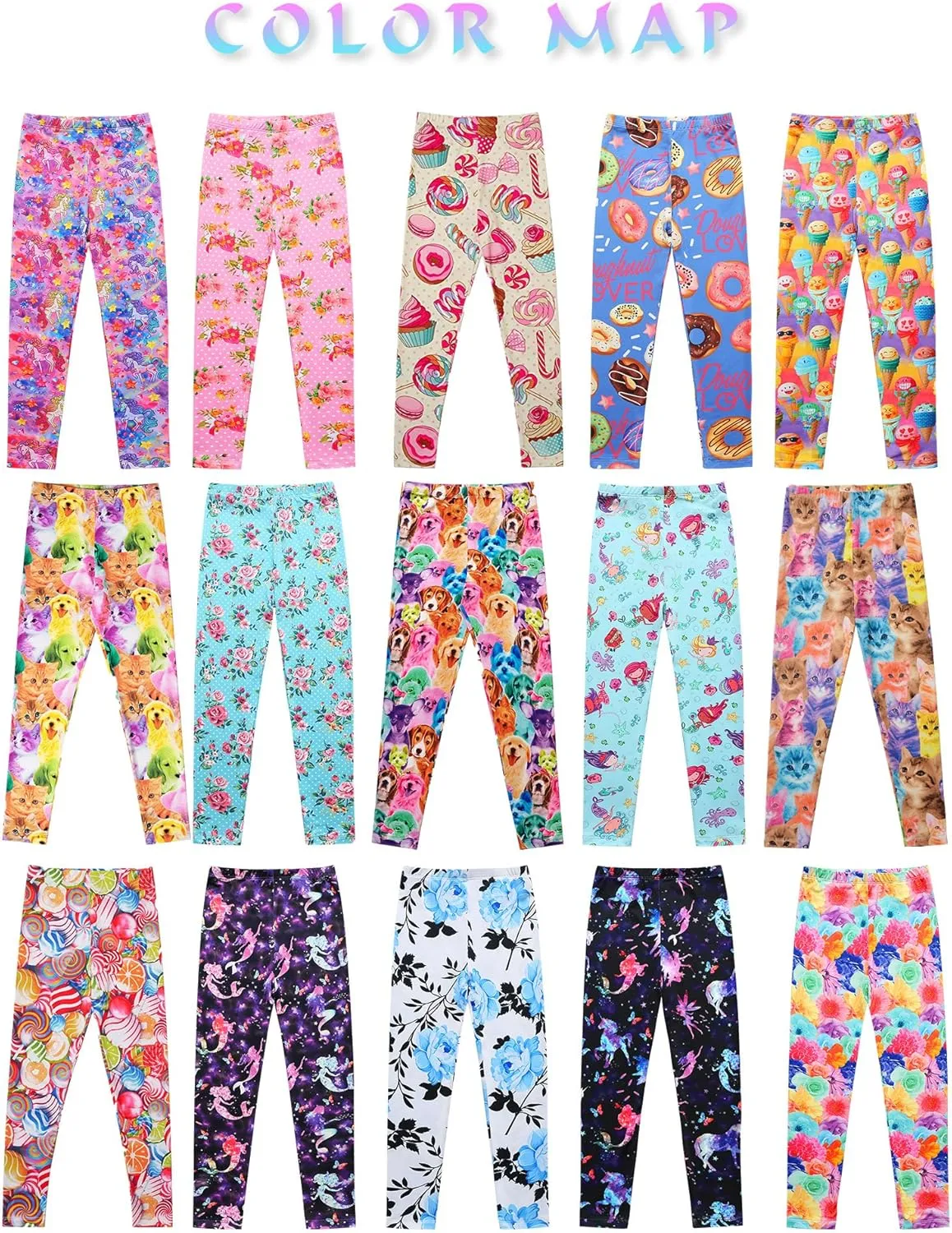 Girl Unicorn Leggings Kid Rainbow Print Legging Tights Trousers Slim Long Pants