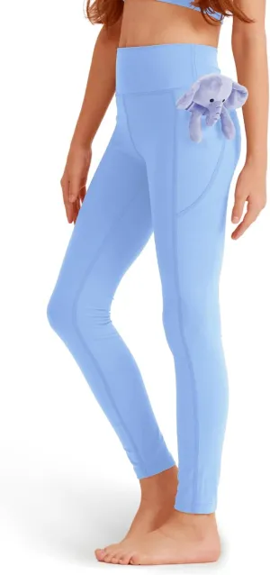 Girls' Black Athletic Leggings with Pockets, White Ankle Length Yoga Pants for Kids