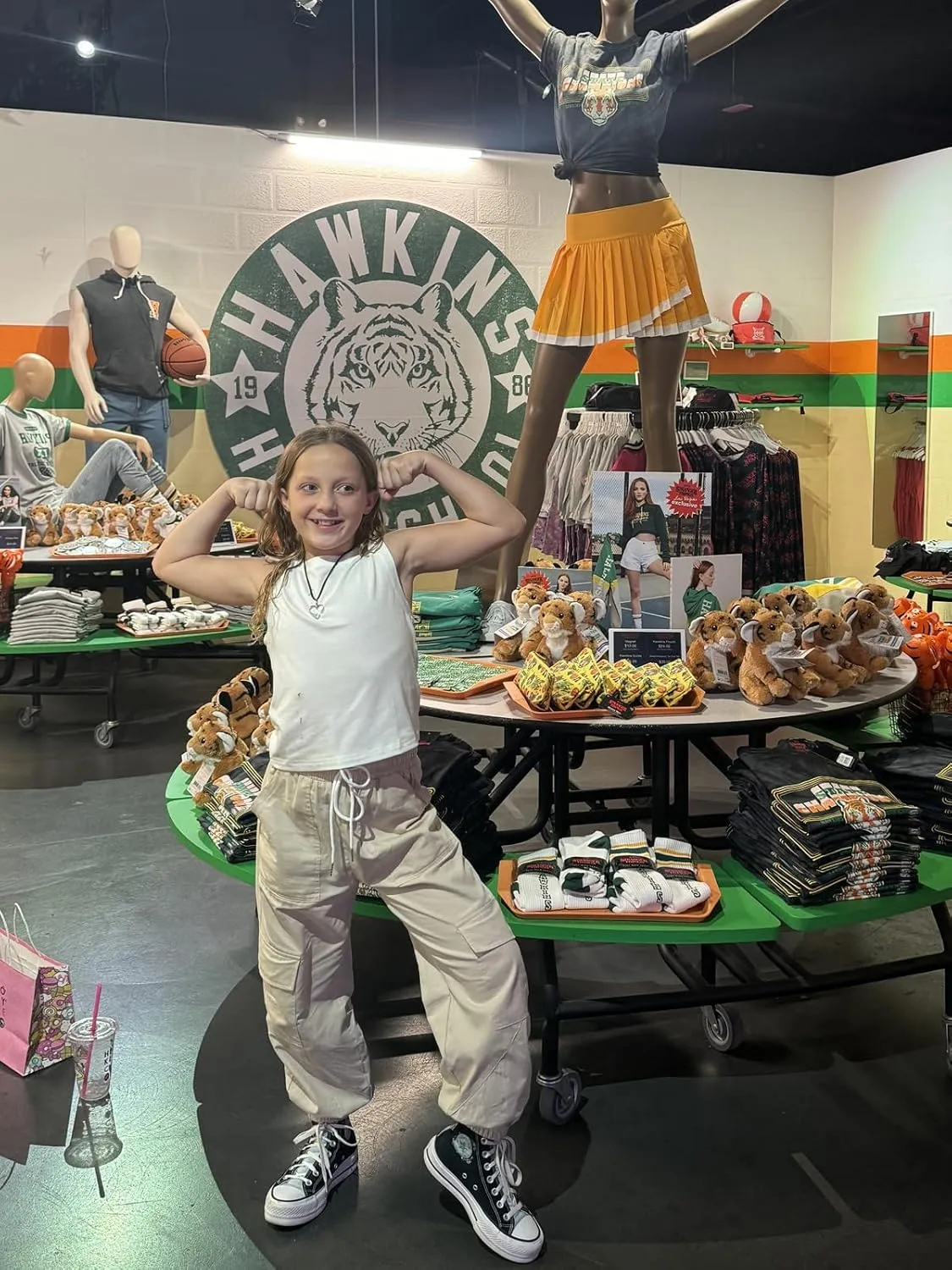 Girls Cargo Pants Elastic Waist Casual Jogger Pants for Girls Streetwear Loose Parachute with Pockets 7-14Years