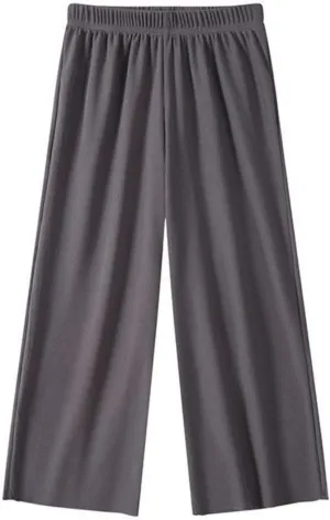Girls Wide Leg Pants Flowy Stretchy Palazzo Pants Loose Lounge Thin Pants Straight Leg High Elastic Waist Trousers