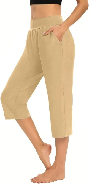 GOKKILRW Women Capri Pants High Waist Yoga Crop Athletic Trousers Straight Leg Pajama Pants Capris Sweatpants Casual Joggers
