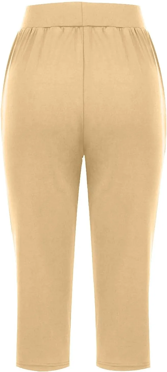 GOKKILRW Women Capri Pants High Waist Yoga Crop Athletic Trousers Straight Leg Pajama Pants Capris Sweatpants Casual Joggers