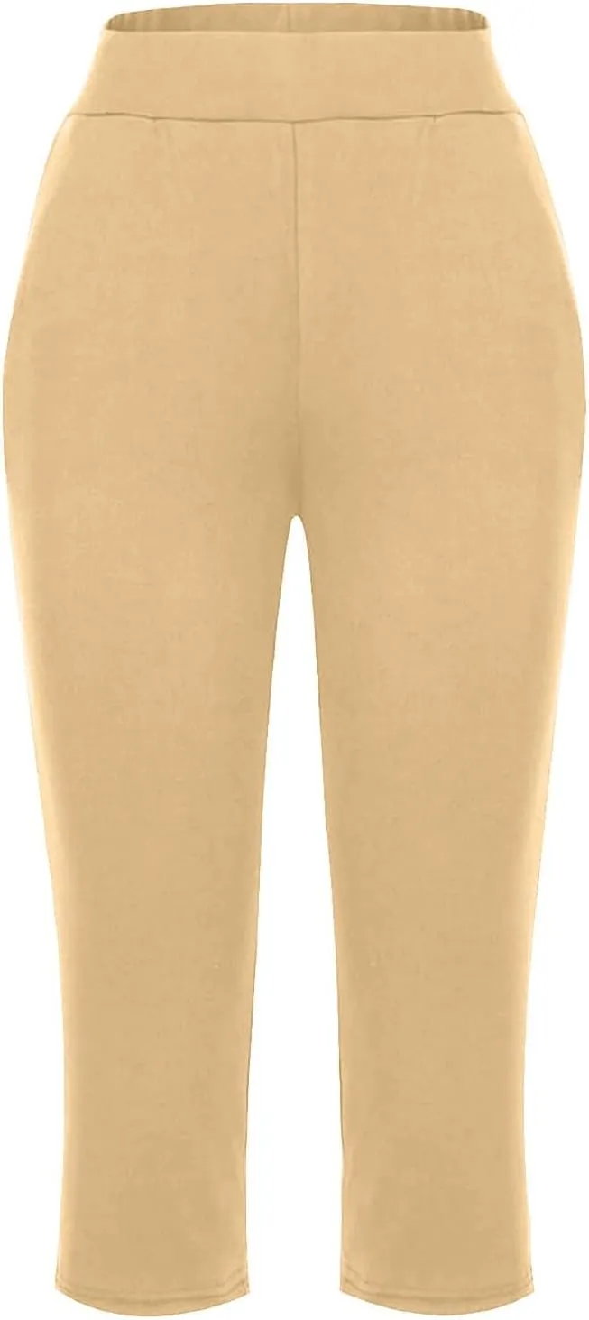 GOKKILRW Women Capri Pants High Waist Yoga Crop Athletic Trousers Straight Leg Pajama Pants Capris Sweatpants Casual Joggers