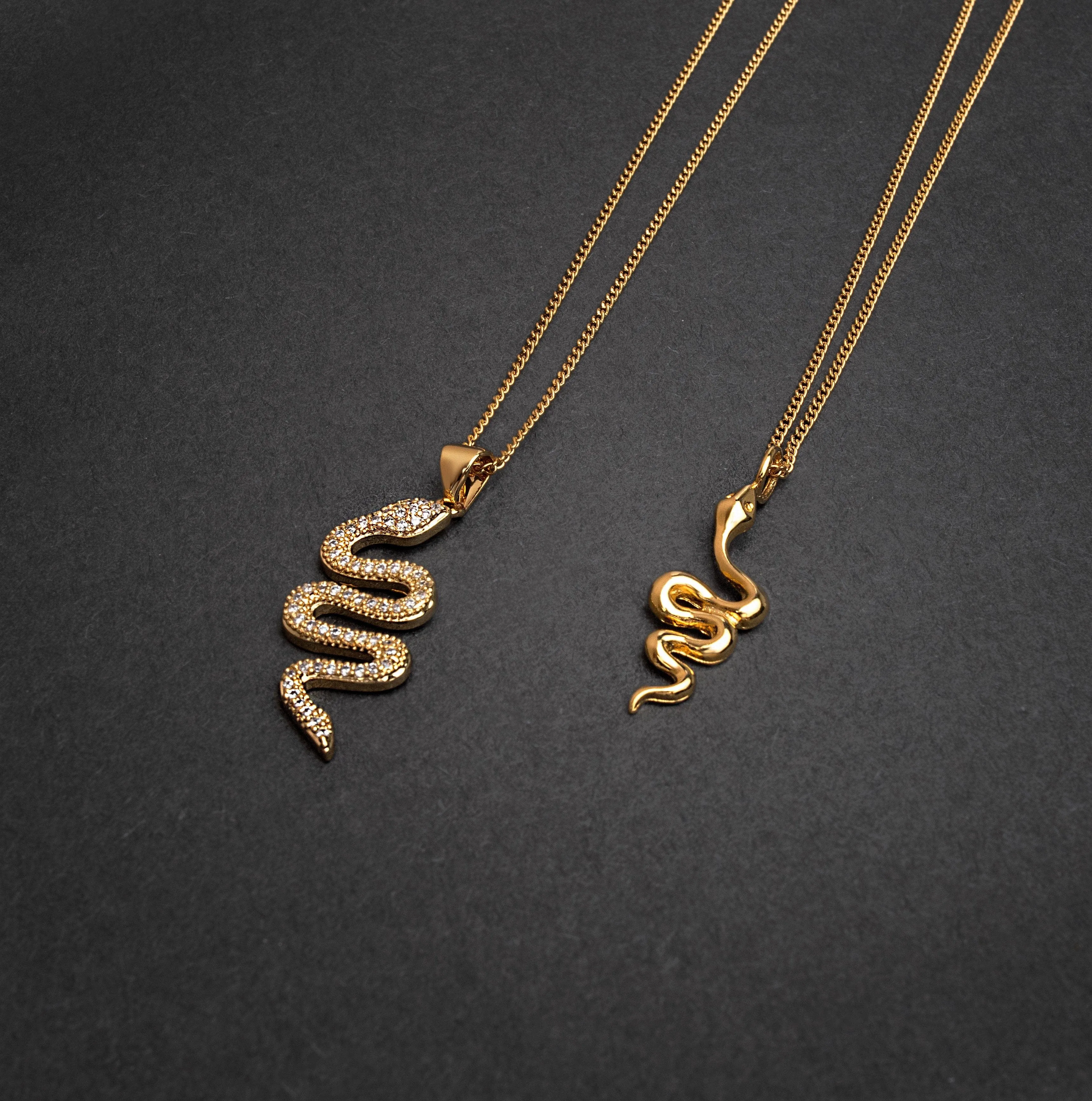 Gold Necklace with Mini Snake Pendant