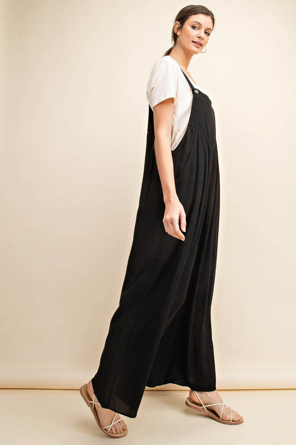 Gypsy Jumpsuit Overalls Kori America Full Size Sleeveless Ruched Wide Leg Overalls
