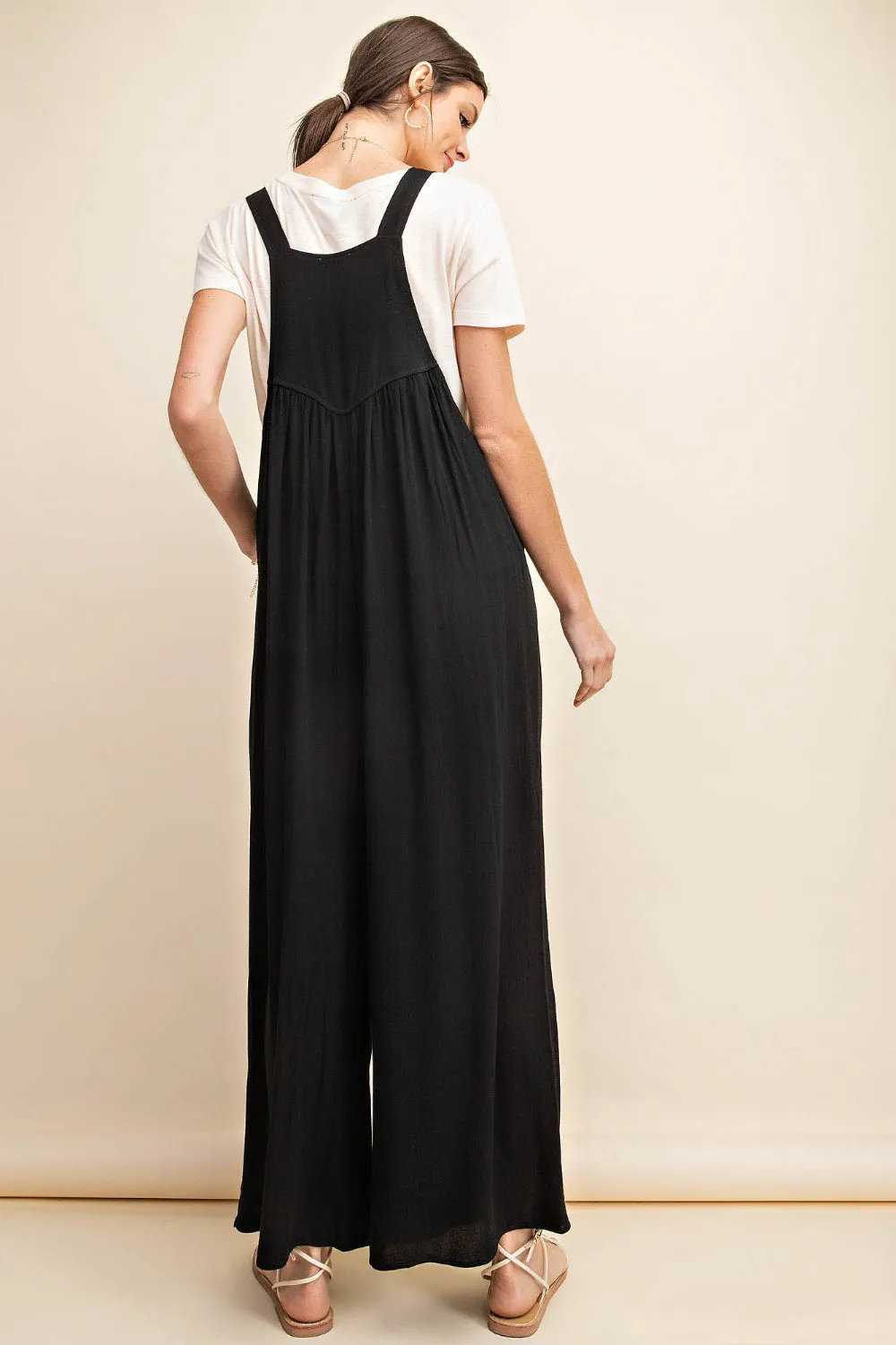 Gypsy Jumpsuit Overalls Kori America Full Size Sleeveless Ruched Wide Leg Overalls