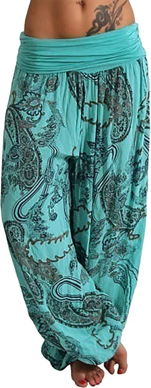 Harem Pants Women Hippie High Waist Boho Petite Length Pants 2024 Plus Size Causal Yoga Flowy Lounge Pajama Joggers
