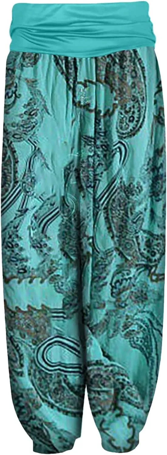 Harem Pants Women Hippie High Waist Boho Petite Length Pants 2024 Plus Size Causal Yoga Flowy Lounge Pajama Joggers