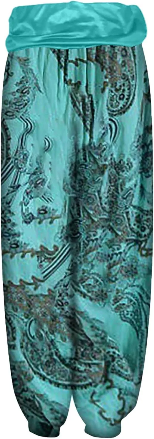 Harem Pants Women Hippie High Waist Boho Petite Length Pants 2024 Plus Size Causal Yoga Flowy Lounge Pajama Joggers