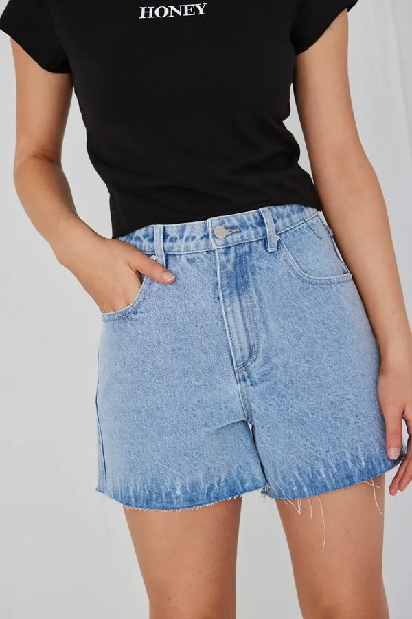Haze mid blue denim short