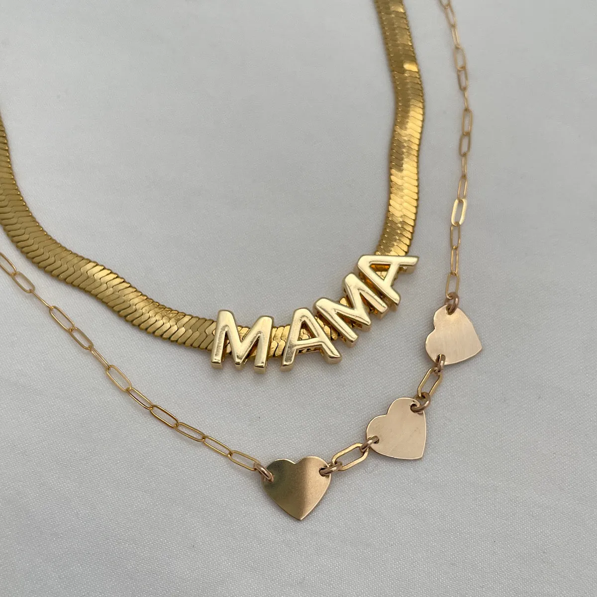 Heart Trio Paperclip Necklace