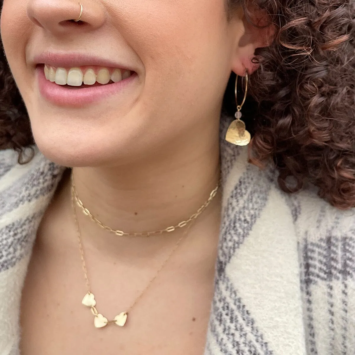 Heart Trio Paperclip Necklace
