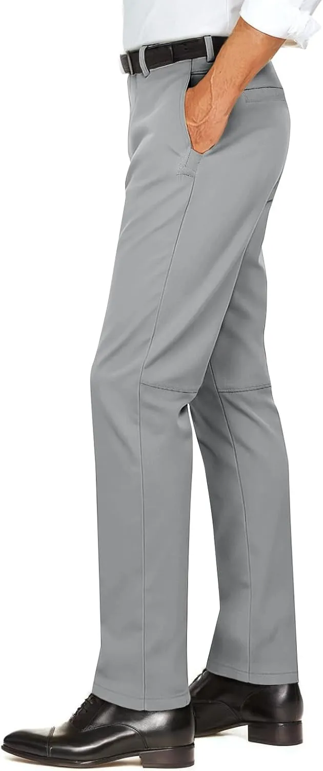 Heyfanee Men's Dress Pants Slim Fit Stretch Expandable Waist Flat Front Chinos Pants for Men