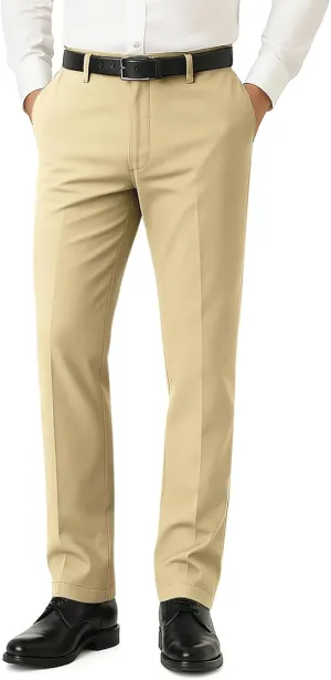 Heyfanee Men's Dress Pants Slim Fit Stretch Expandable Waist Flat Front Chinos Pants for Men