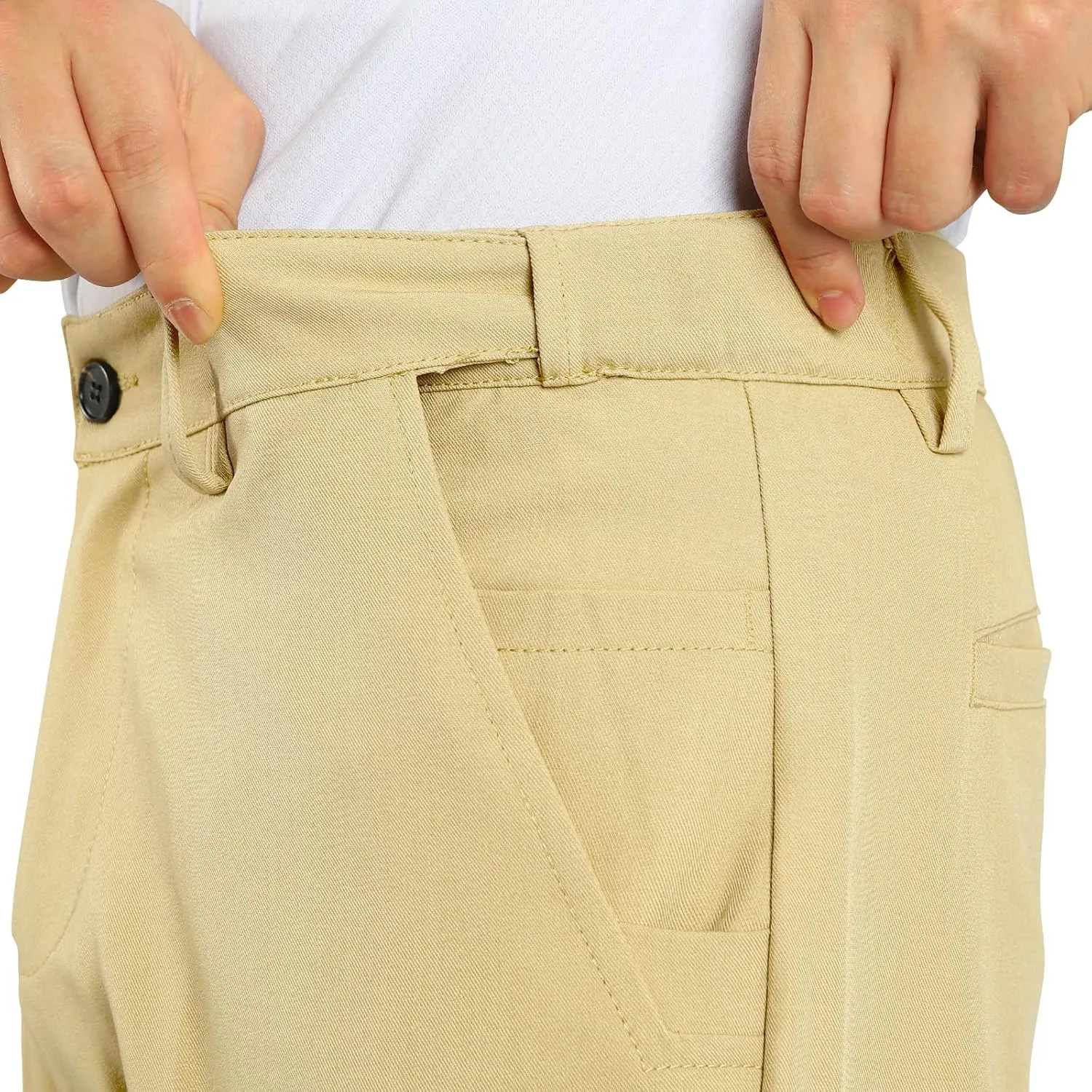 Heyfanee Men's Dress Pants Slim Fit Stretch Expandable Waist Flat Front Chinos Pants for Men