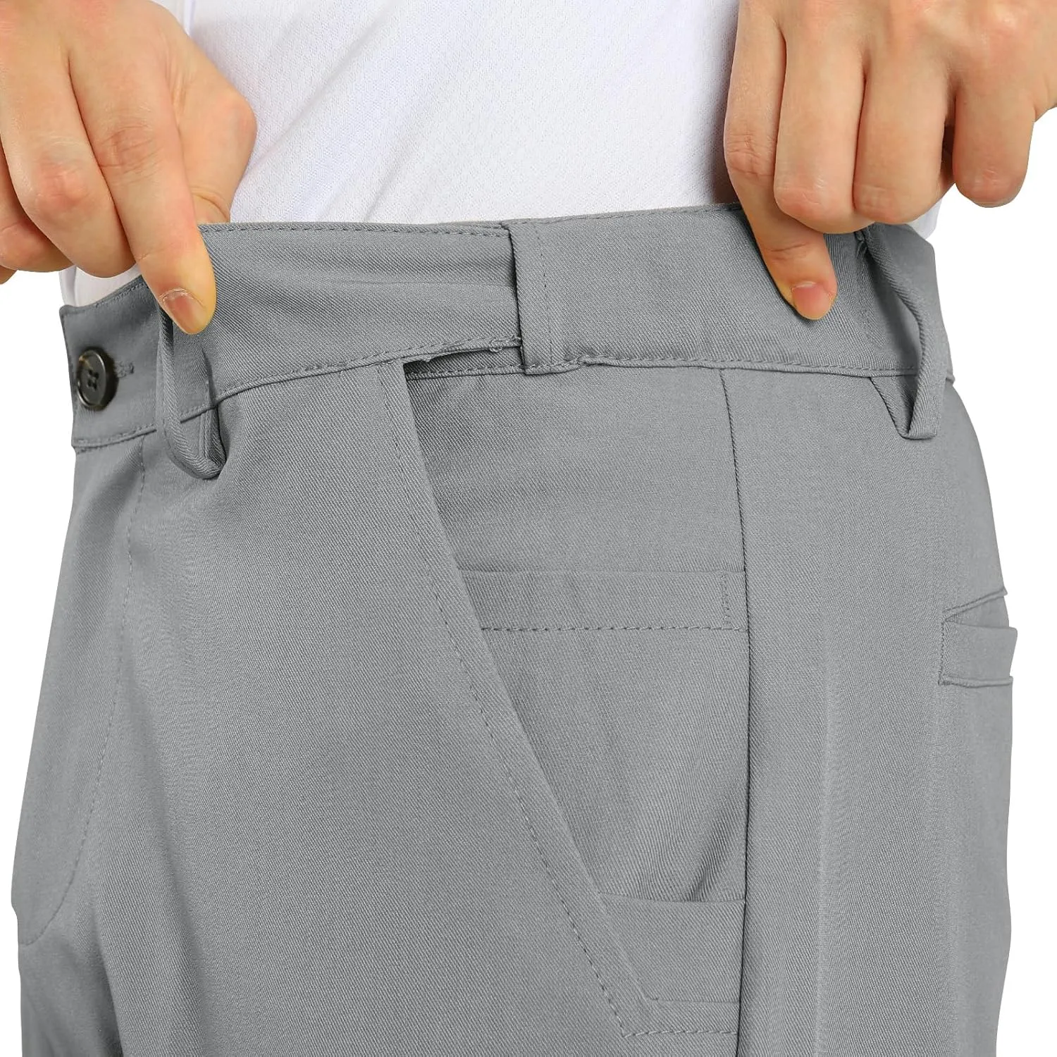 Heyfanee Men's Dress Pants Slim Fit Stretch Expandable Waist Flat Front Chinos Pants for Men